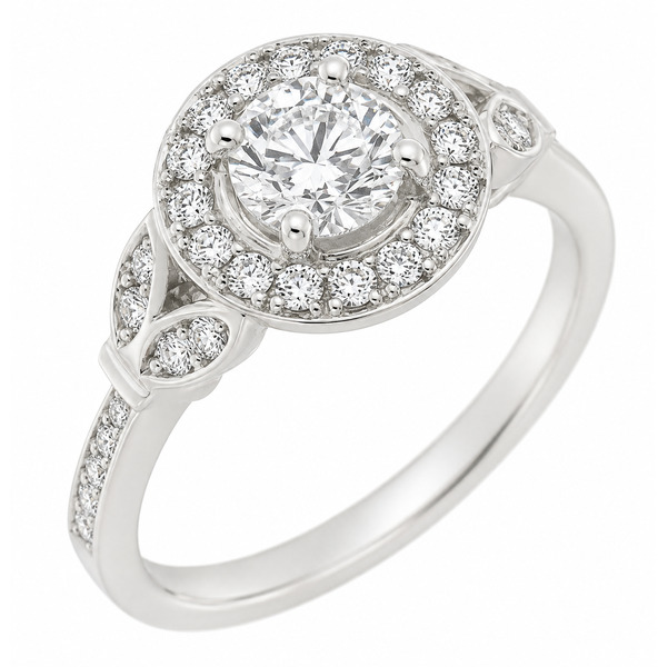 vintage art deco style round brilliant cut diamond halo style cluster ring marquise petal shape setting platinum gold