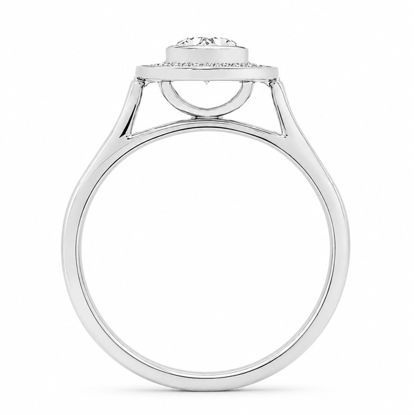 classic oval shape cut Diamond with round brilliant cut diamonds halo cluster grain set engagement ring platinum gold