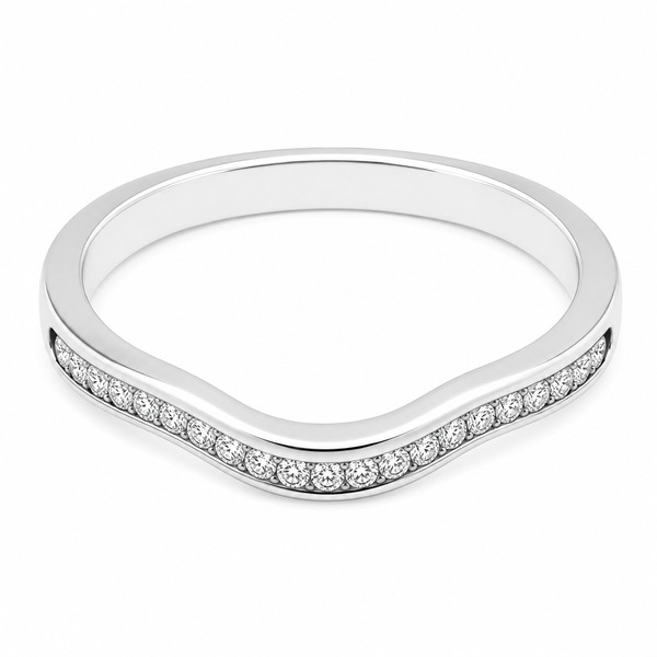 Santra Round brilliant cut Diamond Shaped wedding band channel set Half Eternity Ring fit next around engagement platinum gold