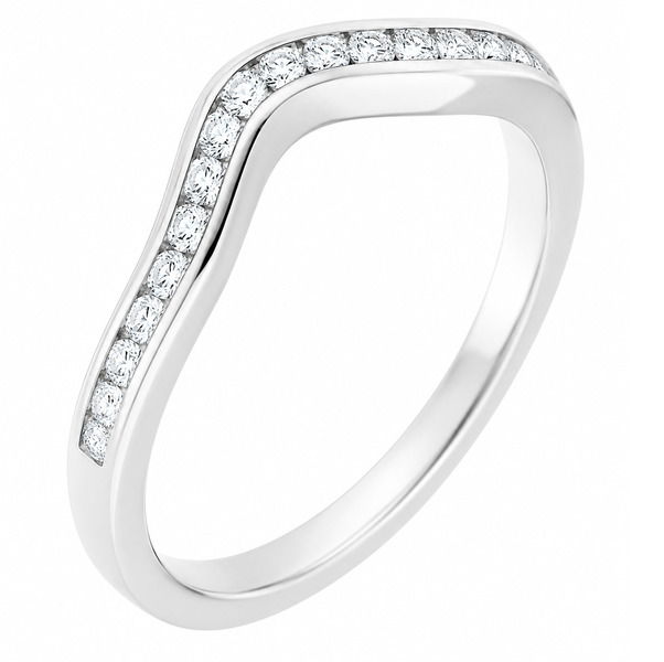 Santra Round brilliant cut Diamond Shaped wedding band channel set Half Eternity Ring fit next around engagement platinum gold