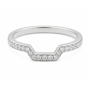 Vintage Style Shaped Round brilliant cut Diamond Wedding Ring band Half Eternity Ring fit next around engagement platinum gold