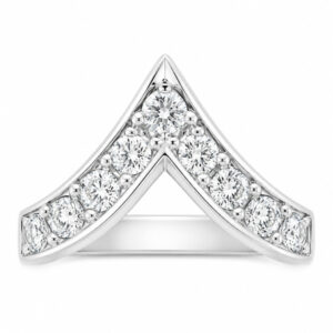 large deep wishbone shaped ring grain set round brilliant cut diamonds designer fit next to around engagement platinum gold