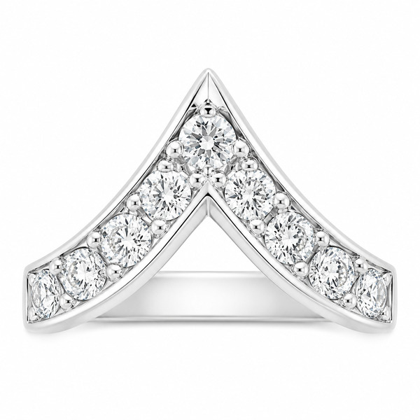 large deep wishbone shaped ring grain set round brilliant cut diamonds designer fit next to around engagement platinum gold
