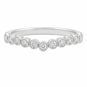 vintage style wishbone shaped ring band grain claw set round brilliant cut diamonds milled edge eternity fit next around engagement platinum gold