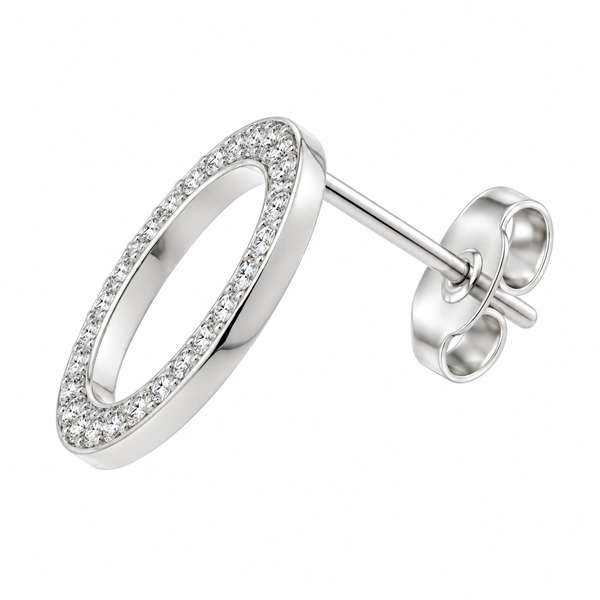 Classic grain set round brilliant cut diamonds in a circle of life style fully round drop style earring platinum gold