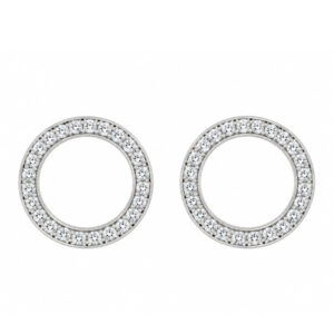 Classic grain set round brilliant cut diamonds in a circle of life style fully round drop style earring platinum gold