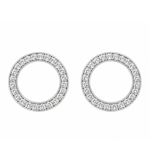 Classic grain set round brilliant cut diamonds in a circle of life style fully round drop style earring platinum gold