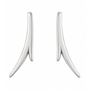 Modern contemporary Modernist Split Plain Drop style Earrings platinum gold