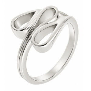 modern modernist deco designer design contemporary plain stoneless crossover eternity dress ring platinum gold