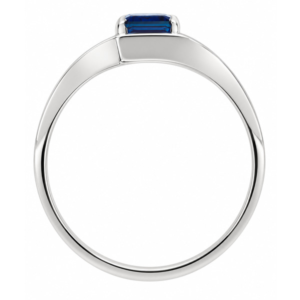 Troy Modern Emerald cut blue sapphire Solitaire engagement Ring modernist contemporary crossover design designer platinum gold