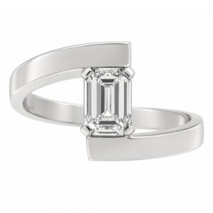 Troy Modern Emerald cut Diamond Solitaire engagement Ring modernist contemporary crossover heavy design designer platinum gold