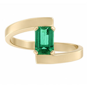 Troy Modern octagon step cut green Emerald Solitaire engagement Ring modernist contemporary crossover design designer platinum gold