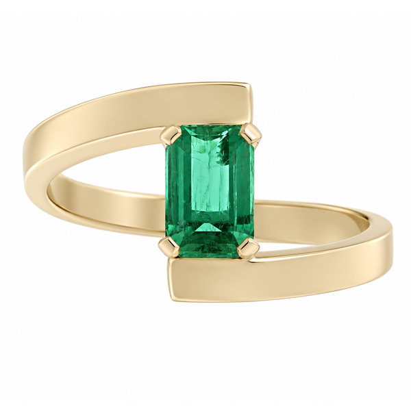 Troy Modern octagon step cut green Emerald Solitaire engagement Ring modernist contemporary crossover design designer platinum gold