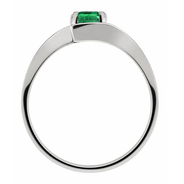Troy Modern octagon step cut green Emerald Solitaire engagement Ring modernist contemporary crossover design designer platinum gold