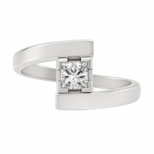 Troy Modern Princess cut Diamond Solitaire engagement Ring modernist contemporary crossover heavy design designer platinum gold