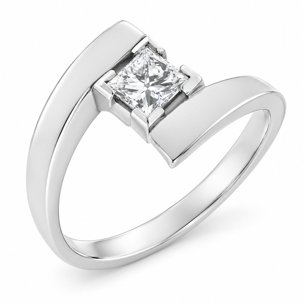Troy Modern Princess cut Diamond Solitaire engagement Ring modernist contemporary crossover heavy design designer platinum gold