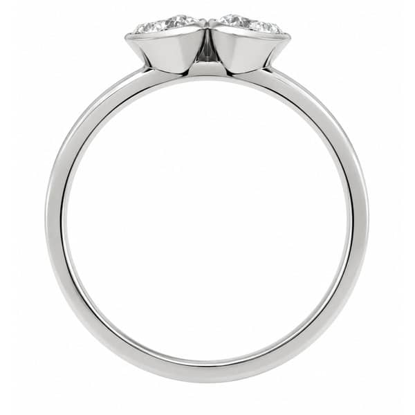 Modern classic duet 2 two stone rubover contemporary modernist round brilliant cut natural diamond toi et moi engagement ring platinum gold